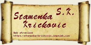 Stamenka Kričković vizit kartica